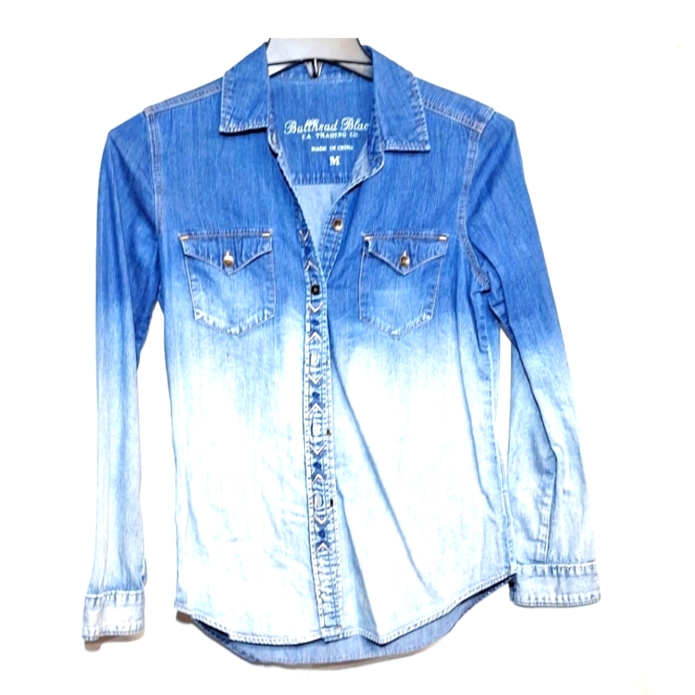 BULLHEAD BLACK DENIM SHIRT. MEDIUM